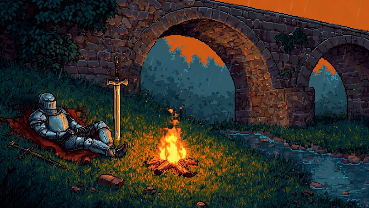 Relax Lofi Sunset Chill ☀️ Medieval LoFi Beats to Study, Work, Sleep 🏰Crackling Campfire ASMR