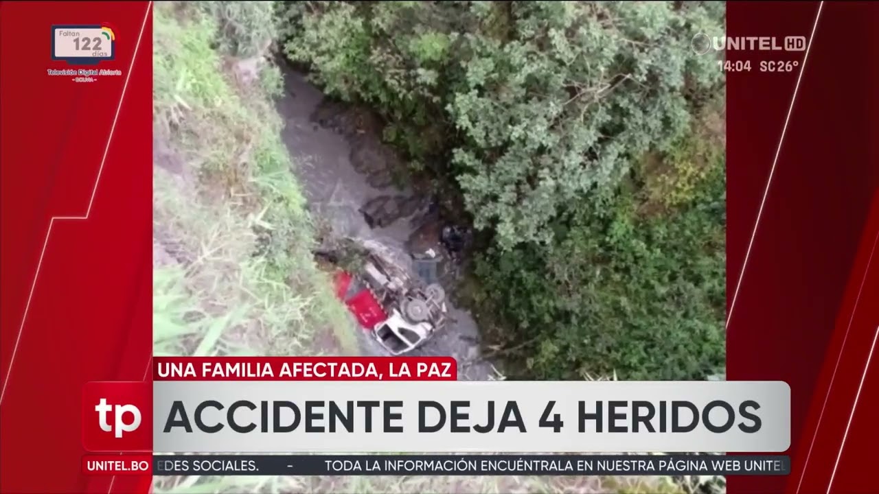 La Paz: Cuatro heridos tras la caída de un camión a un río en la ruta a Los Yungas