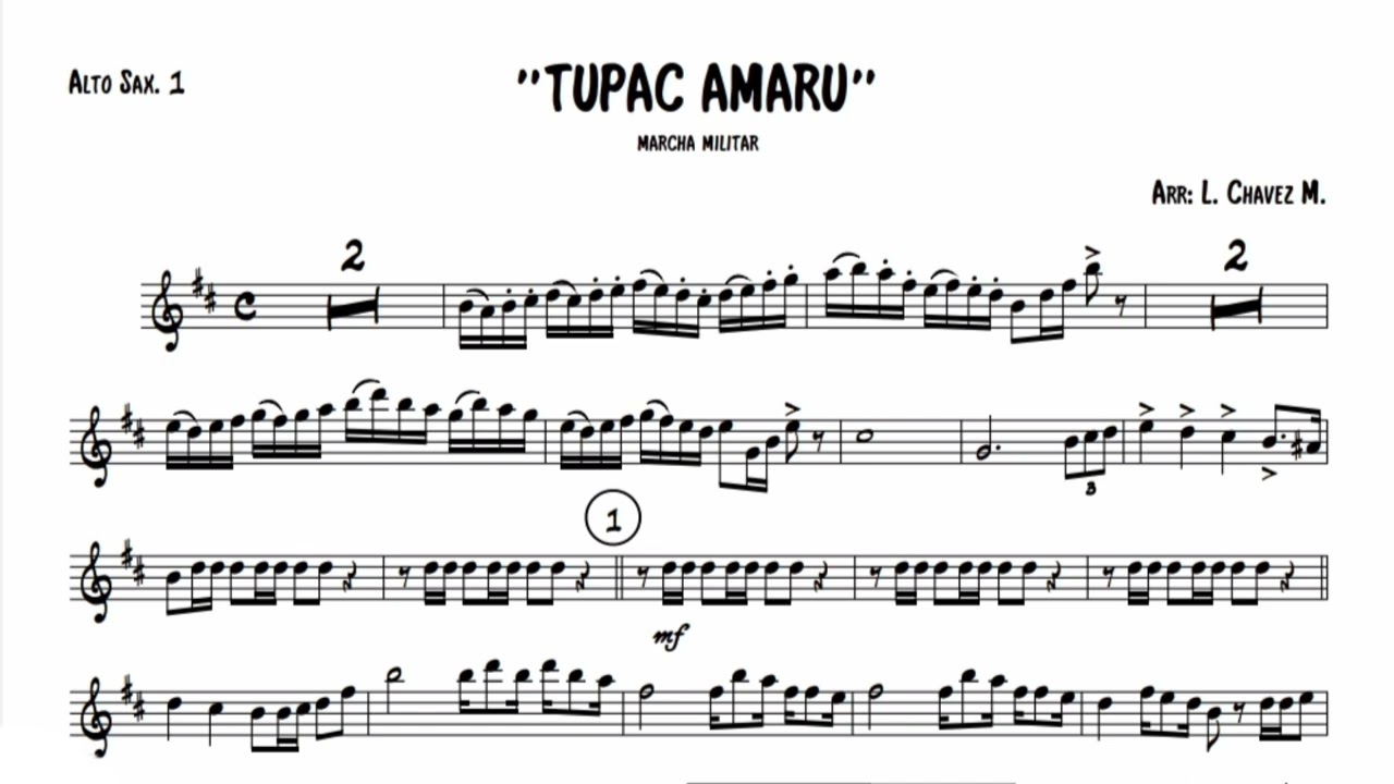 Tupac amaru marcha militar/partitura saxo Eb🎷🎷🎷🎼