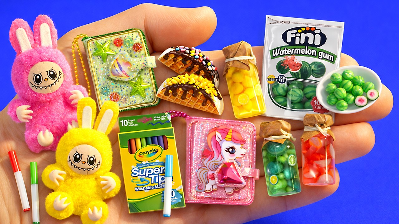 19 DIY Miniature Labubu Miniature Fini Candy Mini Kawaii Journal Miniature Crayola Mini Pickles