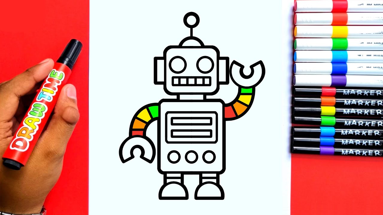 How to Draw Robot in Simple and Easy Way! For Kids and Toddlers