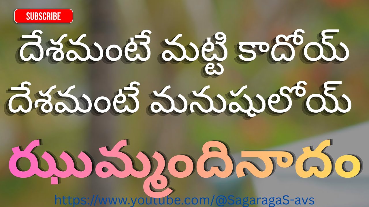 దేశమంటే మట్టి కాదోయ్ దేశమంటే మనుషులోయ్ - ఝుమ్మందినాదం - Sagar ragaS