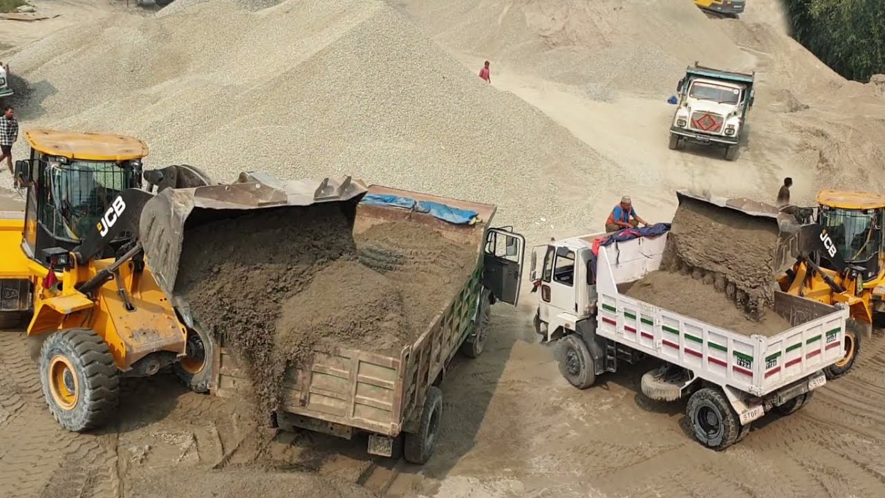 A Day Life of a Busy JCB Wheel Loader Operator in Crusher-Multiple Task