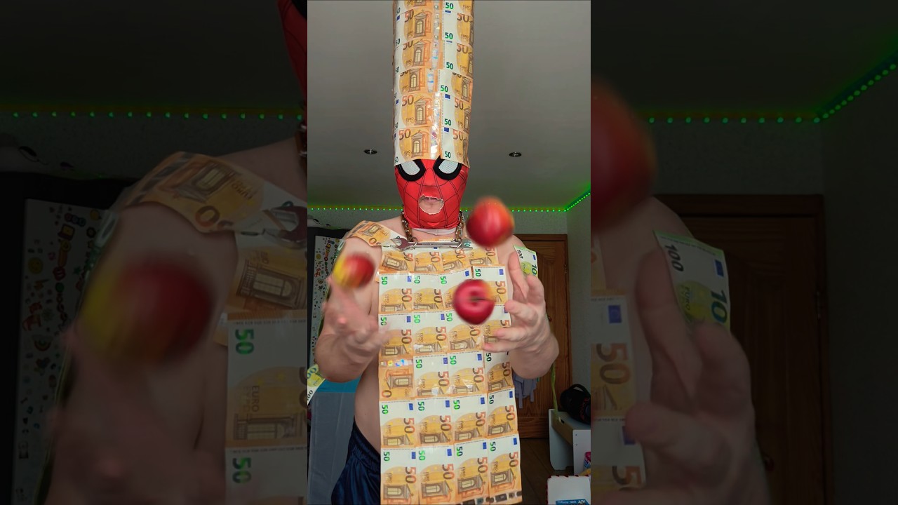 Retired Spiderman Juggling with Apples In Slow Motion #shorts tukoh taka wazzup #money