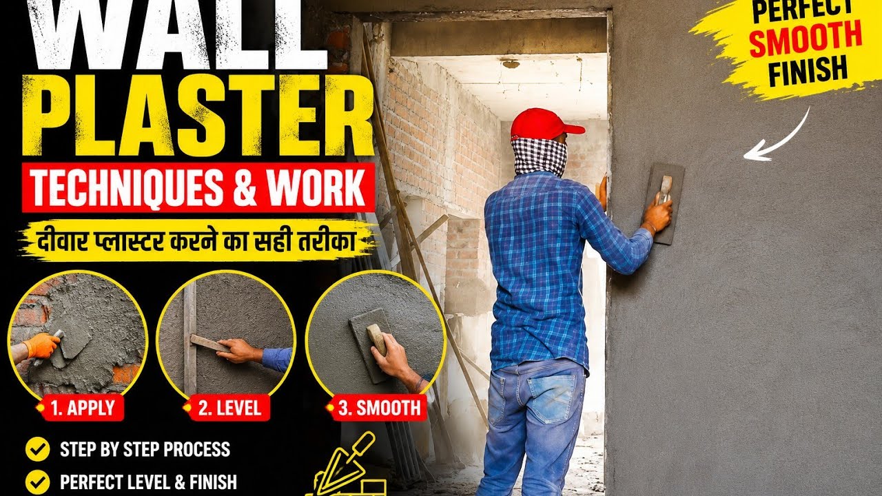 Wall plaster tecnic and work! Plaster finishing wor ! फिनिशिंग में प्लास्टर कैसे करे
