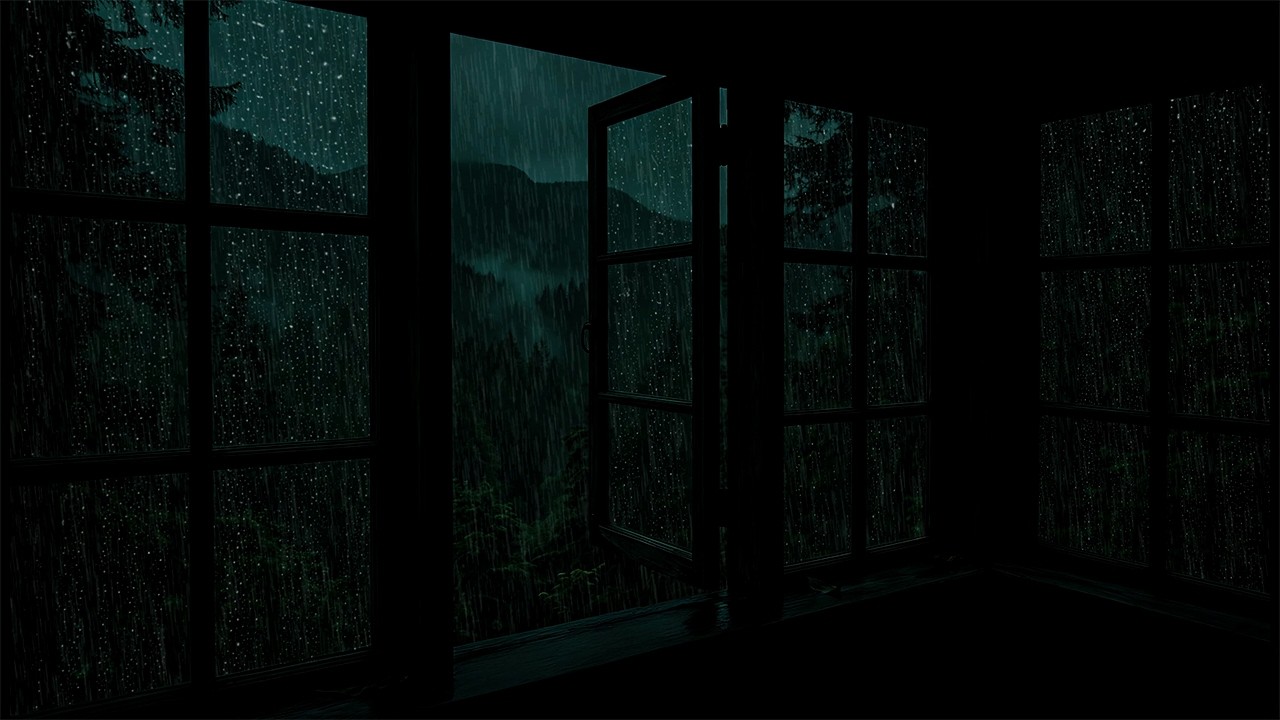 Midnight Window Rainfall | Dark Cozy Ambience for Relaxation and Better Sleep