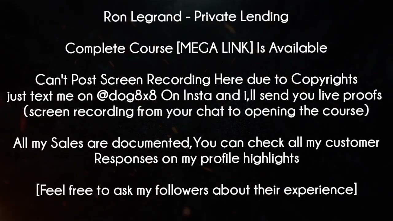 Ron Legrand Course - Private Lending download