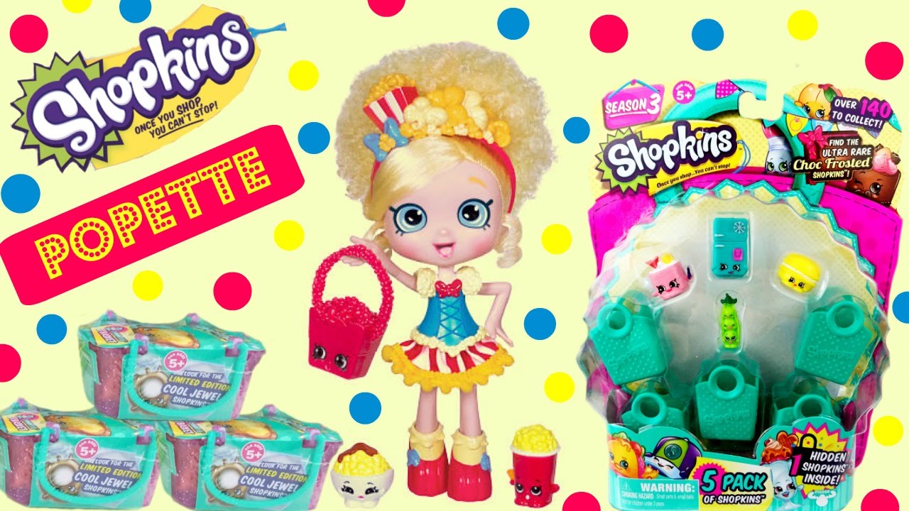 SHOPKINS Shoppies Popette Opens 5 Pack and Season 3 Baskets!
