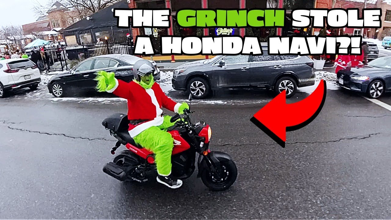 Гринч едет на Honda Navi! - Зимняя езда на Honda Navi и Honda Supercub