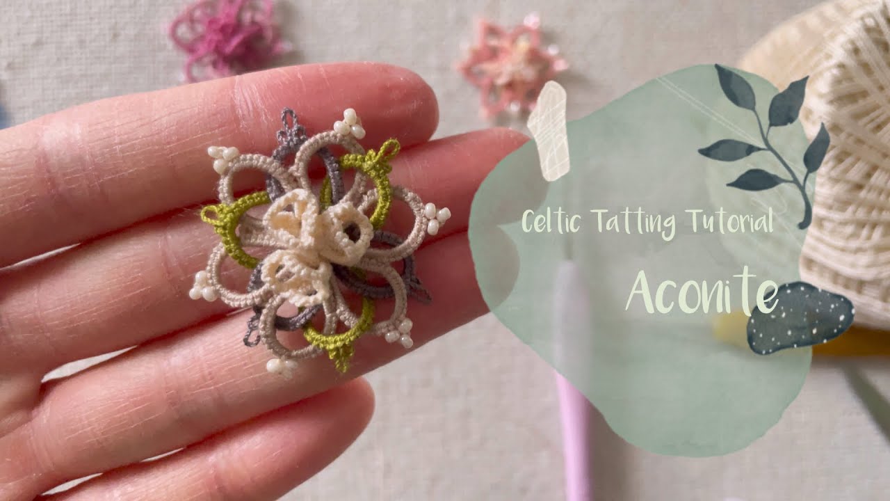 Celtic tatting “Aconite” little flower motif with celtic shuttles tutorial for intermediate tatters
