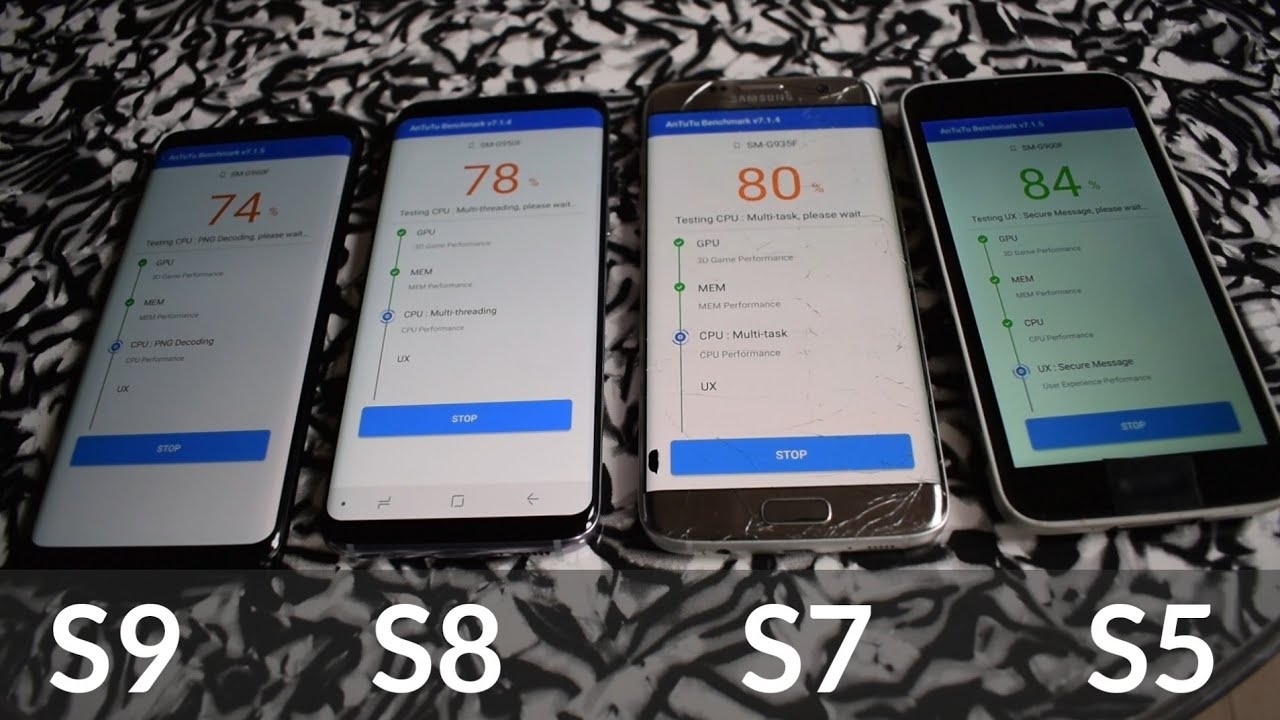 Samsung Galaxy S9 vs S8 vs S7 vs S5 AnTuTu Benchmark
