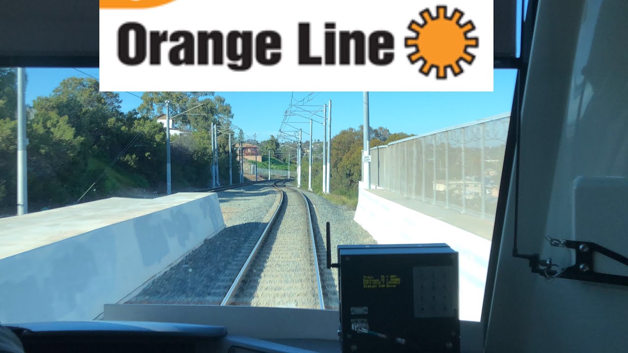 San Diego trolley orange line cab view to El Cajon.