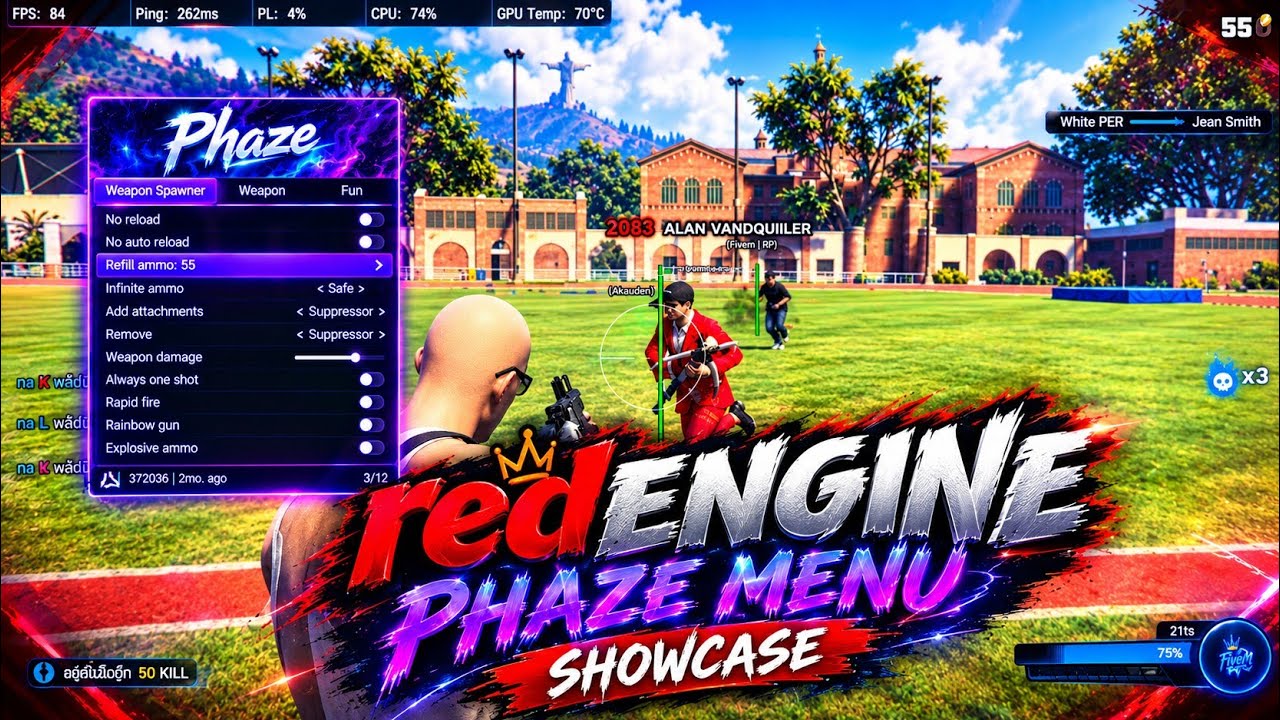 REDENGINE x PHAZE MENU DESTROY THE MAP | #fivemcheat #fivem #redengine 