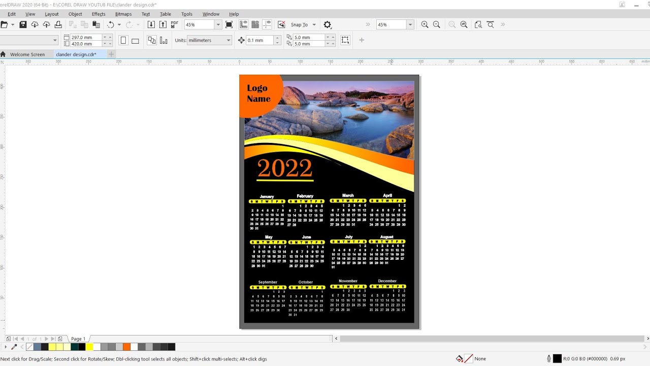 Calendar design in coreldraw