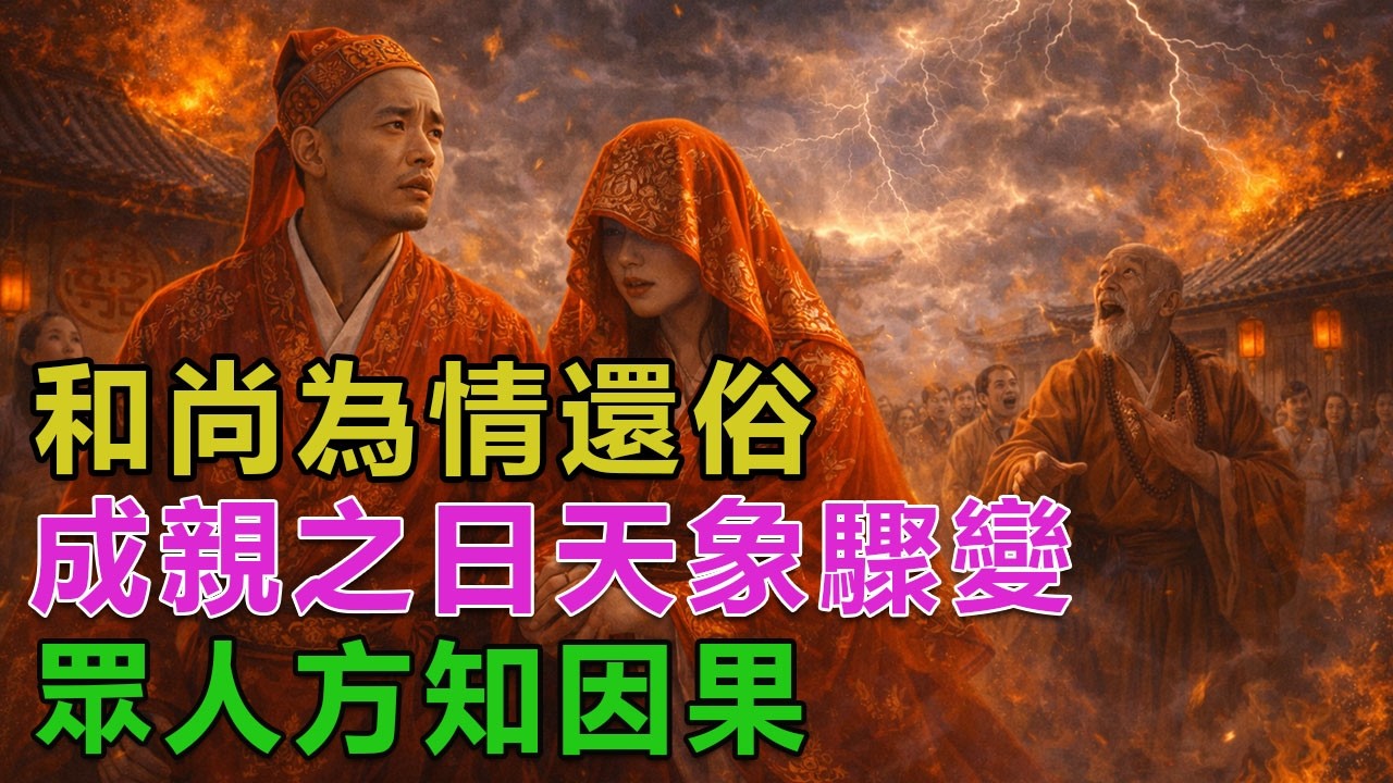 民間故事：和尚為情還俗，成親之日天象驟變，眾人方知因果