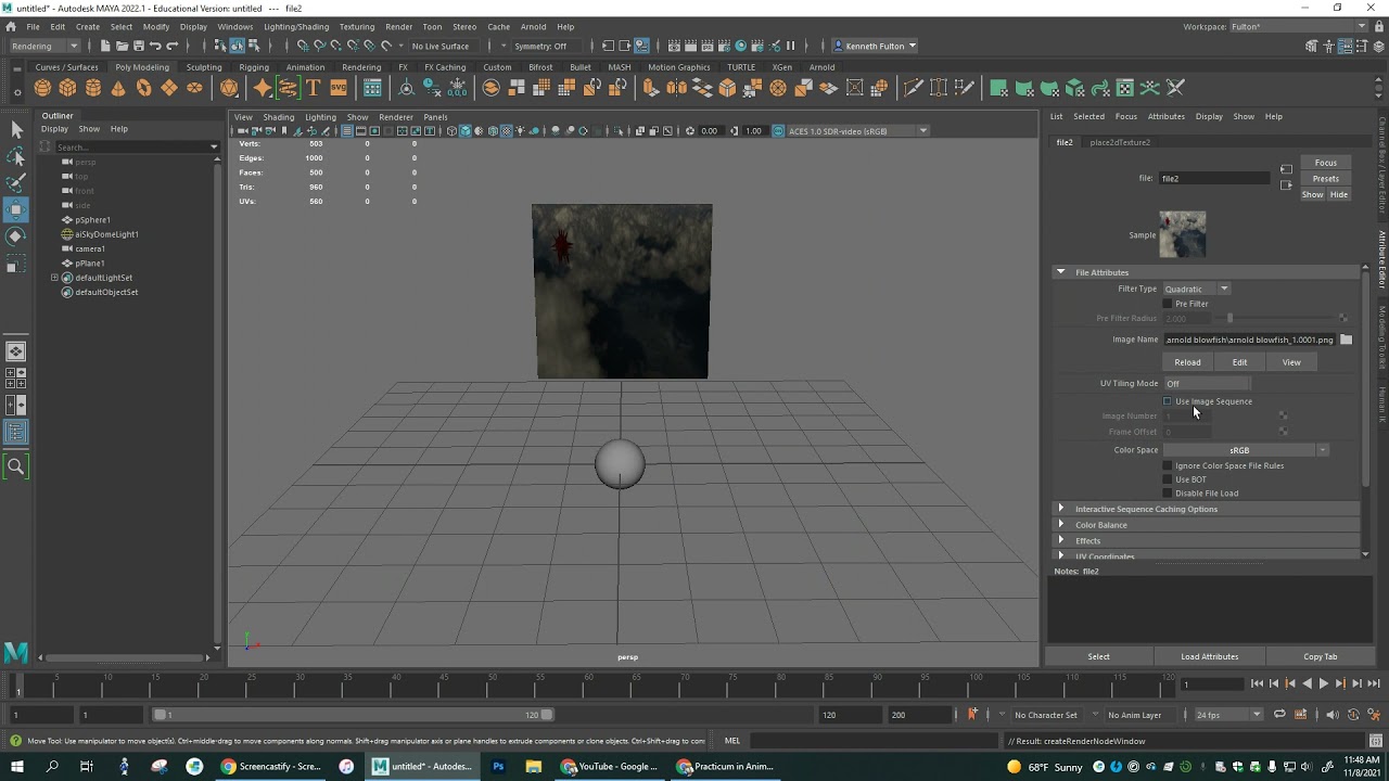 Applying an image sequence to a material- Maya