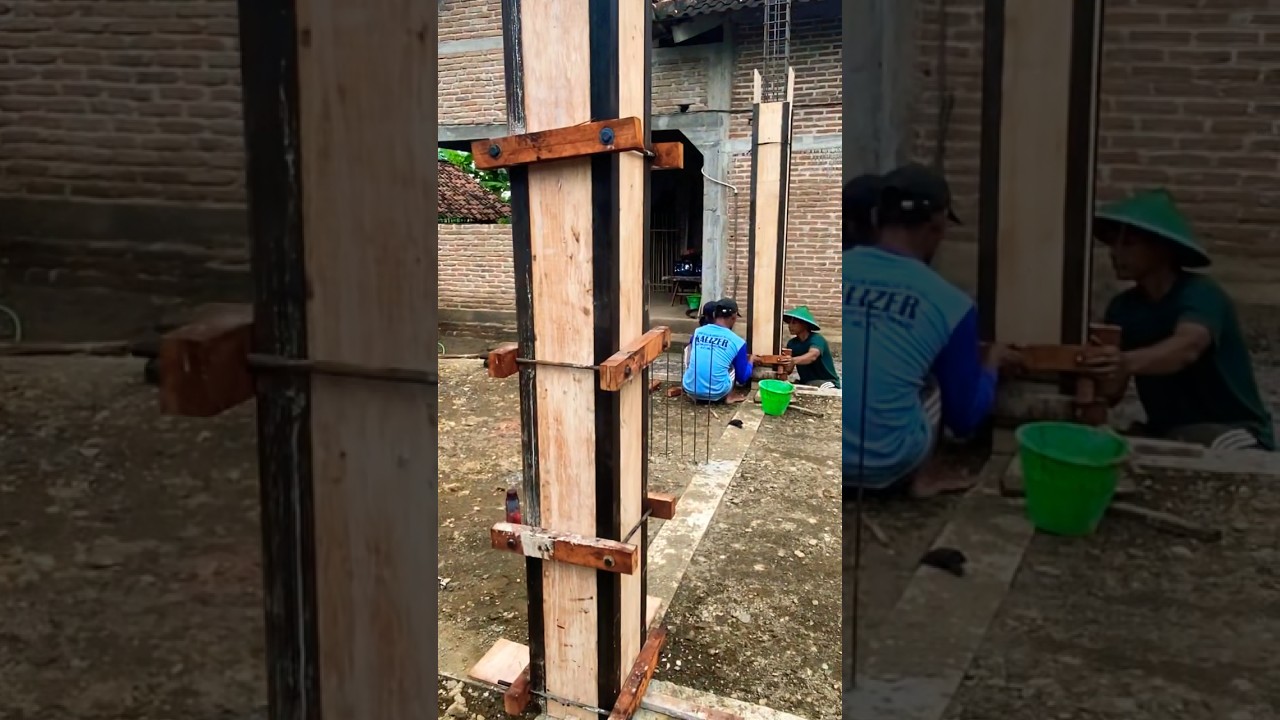 Cara memasang bekisting tiang cor dengan klem baut anti jebol #bekistingkolom #bekisting #kuliproyek