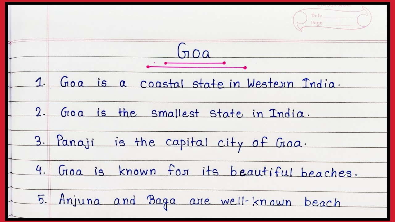 10 Lines Essay On Goa | Essay On Goa In English | 10 Easy Sentences About Goa