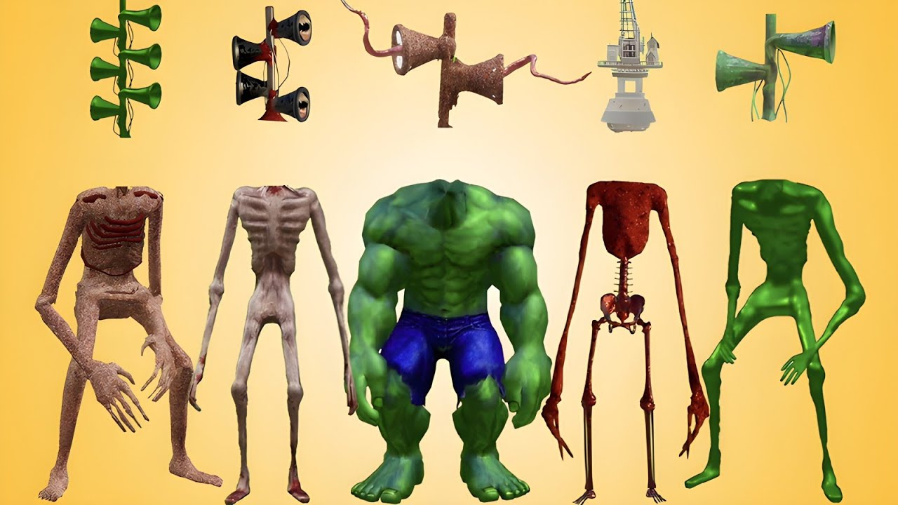 WRONG HEADS SIREN HEAD ACA HURRICANE, HOUSE HEAD, SIREN HEAD MEET GRINDER, SIREM HEAD MEGAHORN, CUBE