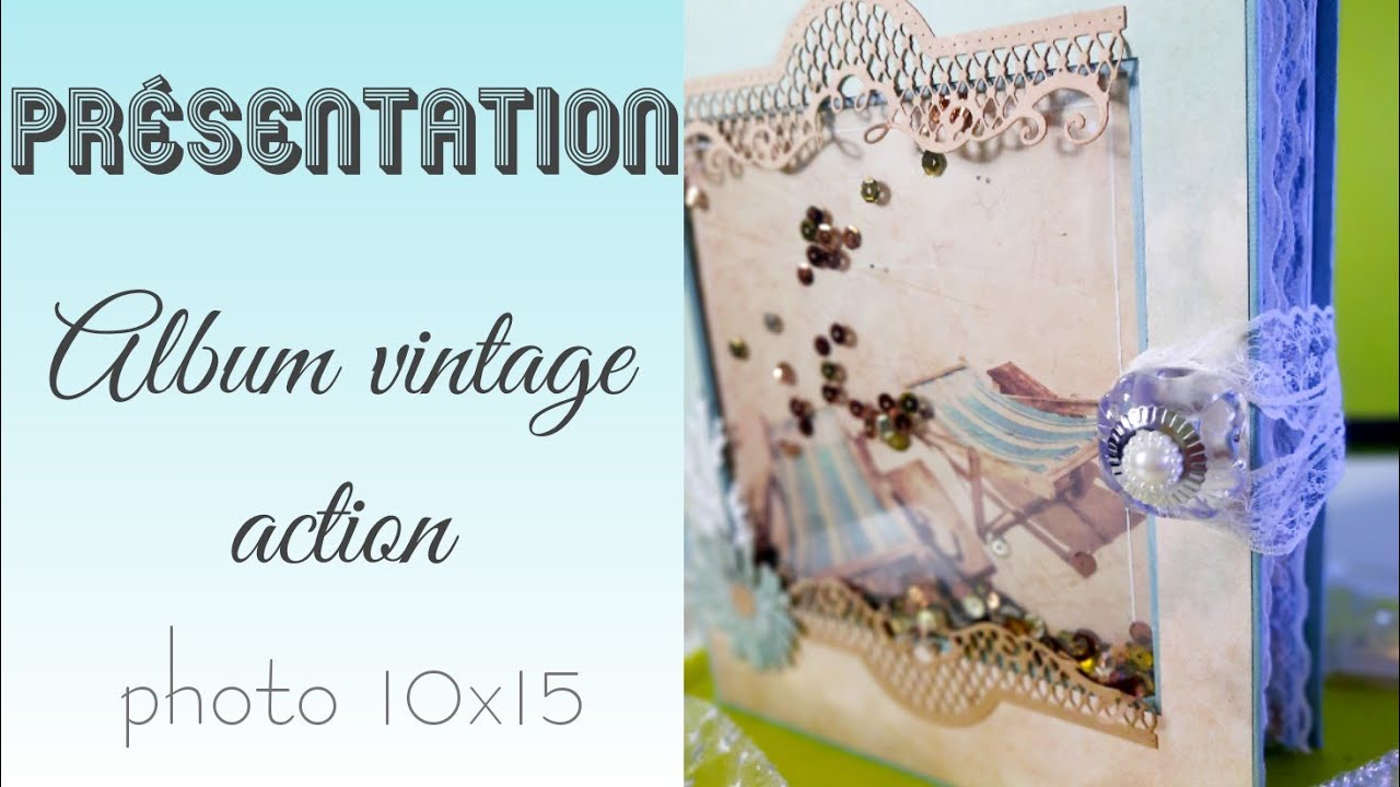 PRESENTATION ALBUM VINTAGE ELEMENTS ACTION * Pour photo 10x15 * Chat Scrap *