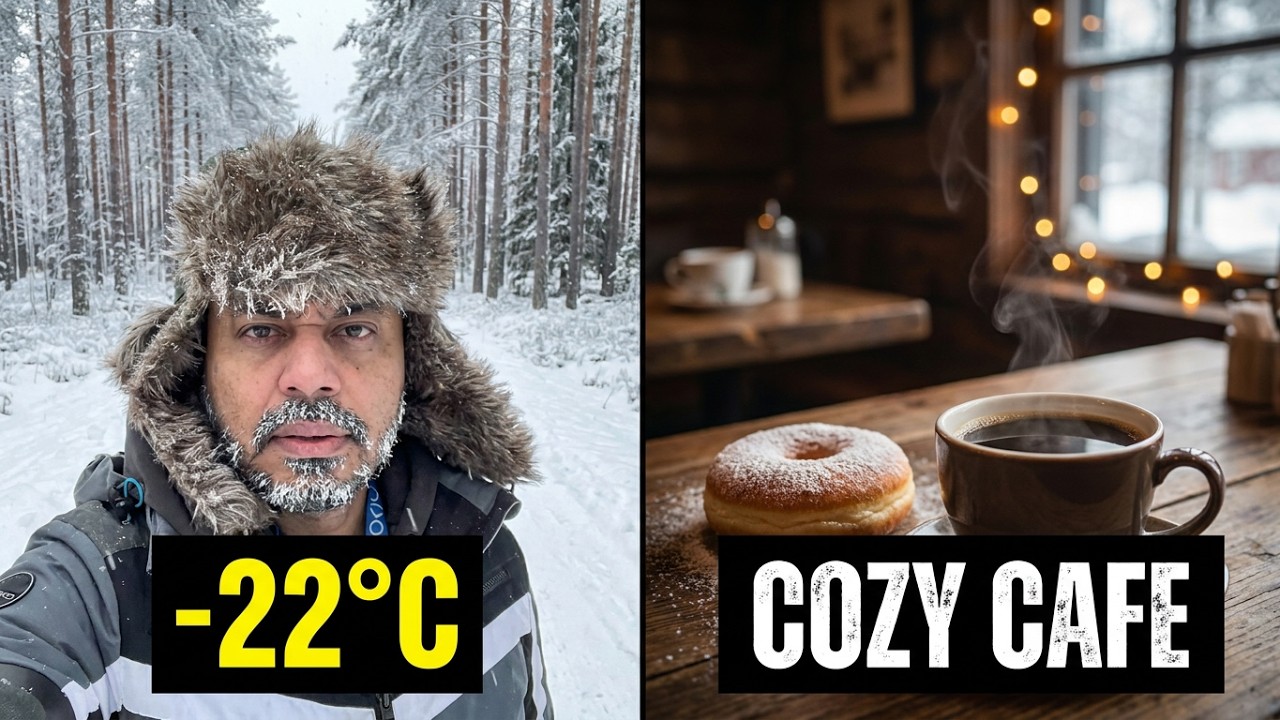 A walk from office to Cafe in - 22 degree I Finland Winter