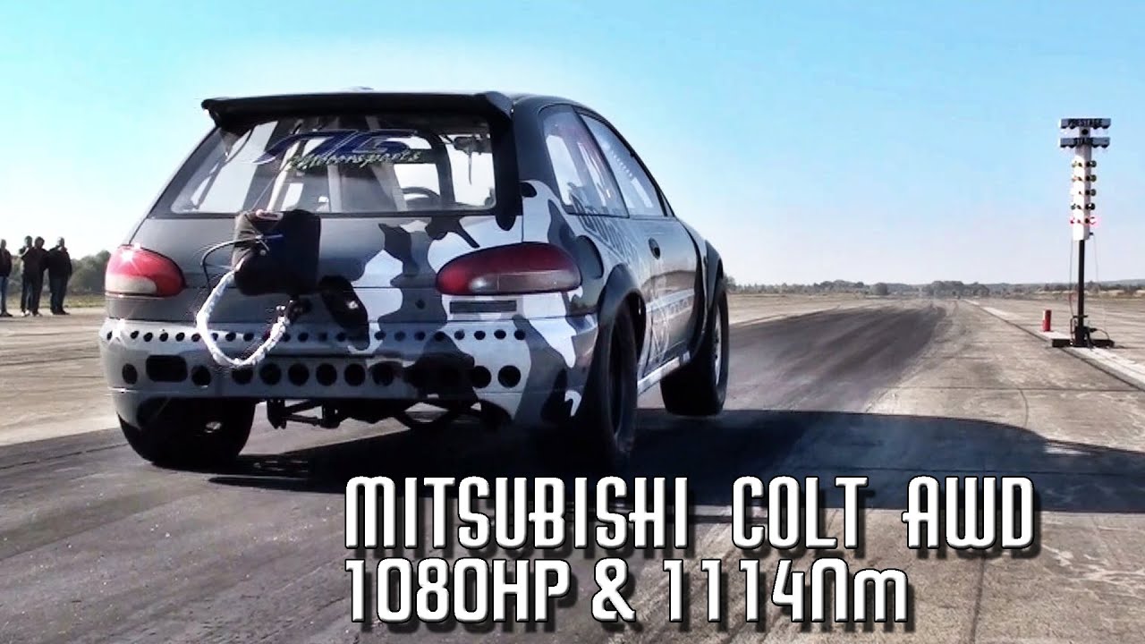 Mitsubishi Colt AWD 1000+HP incredible wheelie  @ 8,43s @ 275kmh Full Video 2015