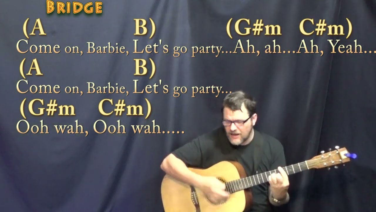 Barbie Girl (AQUA) Guitar Cover Lesson in C#m with Chords/Lyrics