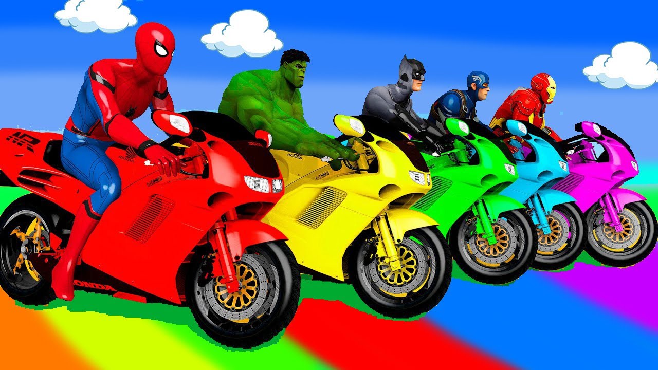SPIDER MAN Takes on Spiral Bridge Stunt Ride on Motorcycle🦺🥽بطال الخارقين على القضبان دوامة قمع