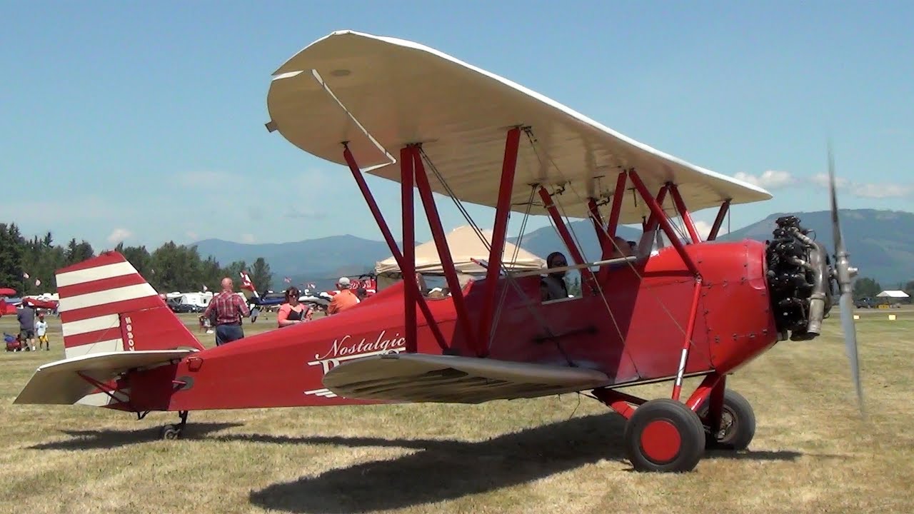 New Standard D-25 Biplane engine start | Arlington Fly-In 2013