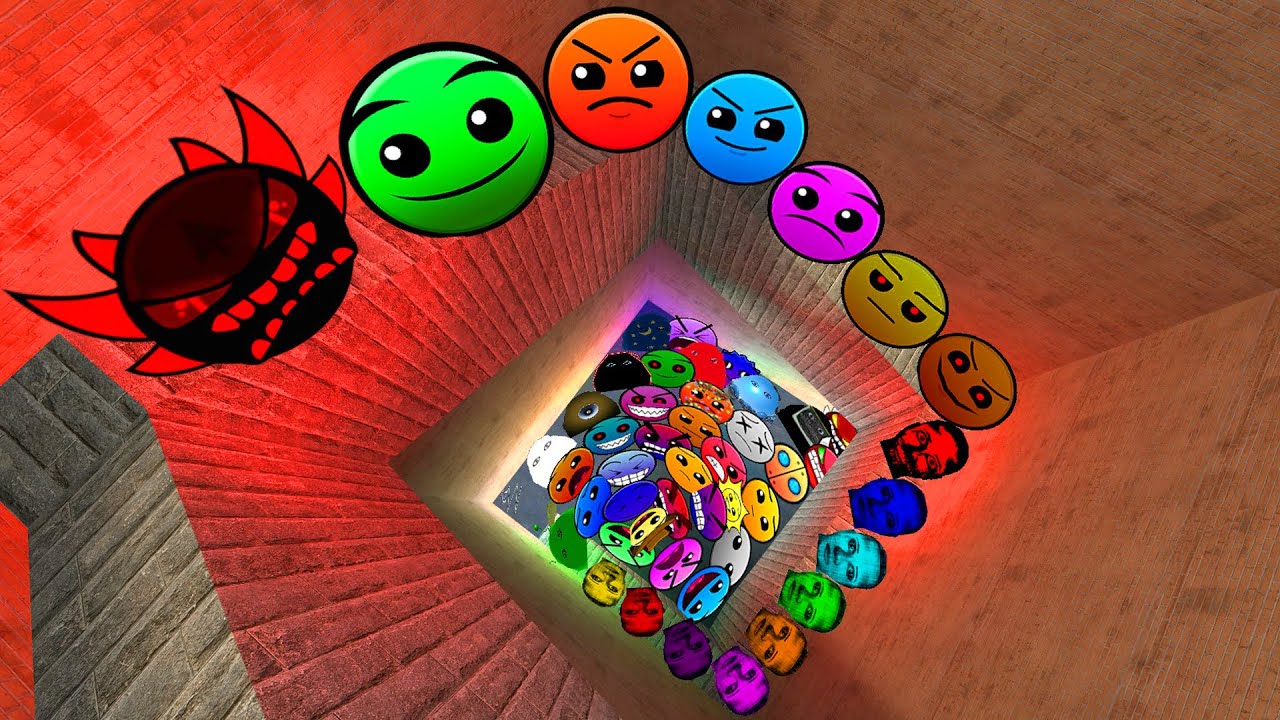 Geometry Dash Family and Lobotomy Dash Nextbots and Angry Munci,Selene Family Chase me in Maze Gmod!
