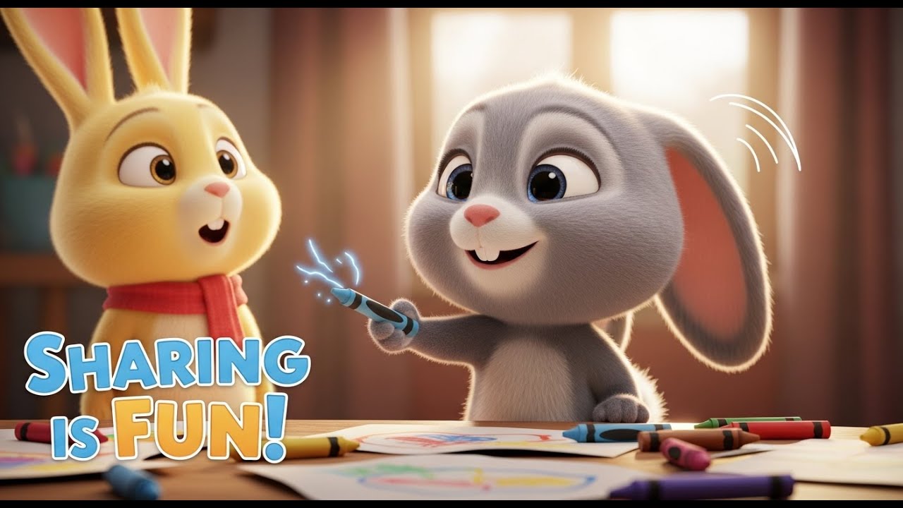 “Sharing Makes Everything Brighter!” 🌈“Drawing Together is Fun!” 🐰💛