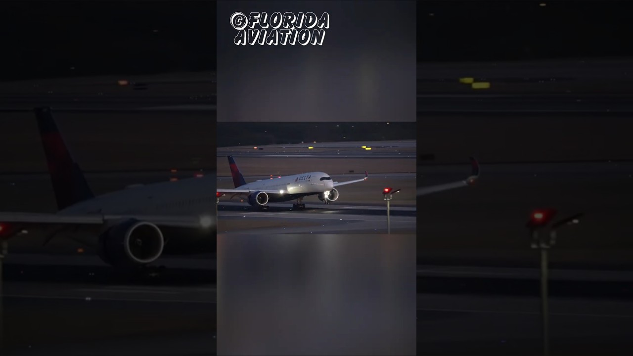 Airbus A350 Night Landing at Hartsfield-Jackson Atlanta Int'l Airport - Plane Spotting in 4K
