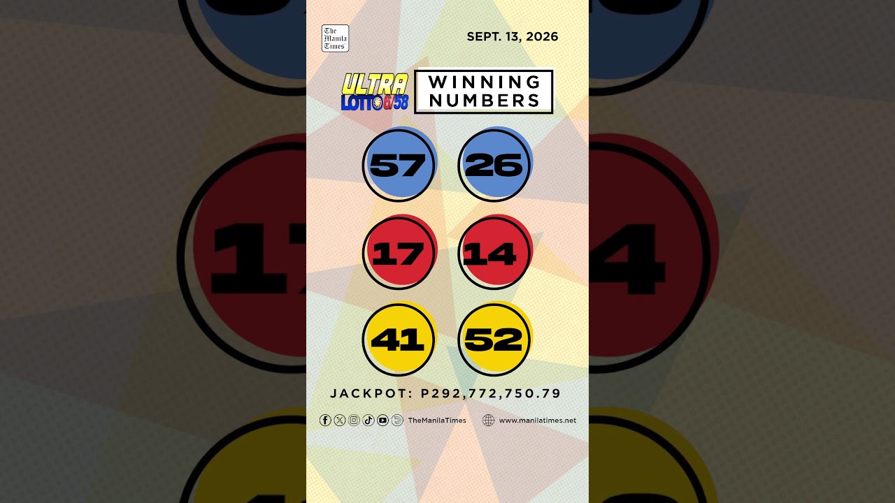 PCSO Lotto Results: P292M Ultra Lotto 6/58, Super Lotto 6/49, 3D, 2D | Sept. 13, 2026