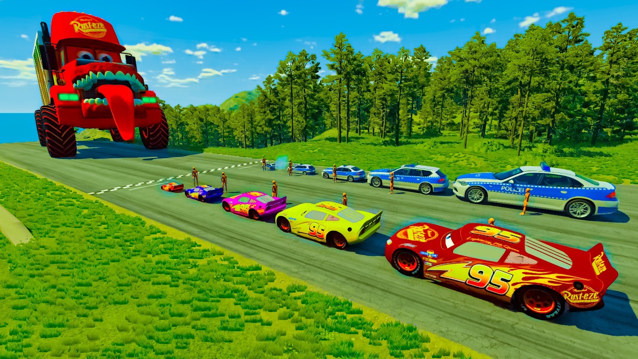 BIG vs SMALL! Lightning McQueen & Monster Trucks - BeamNG.drive Crashes