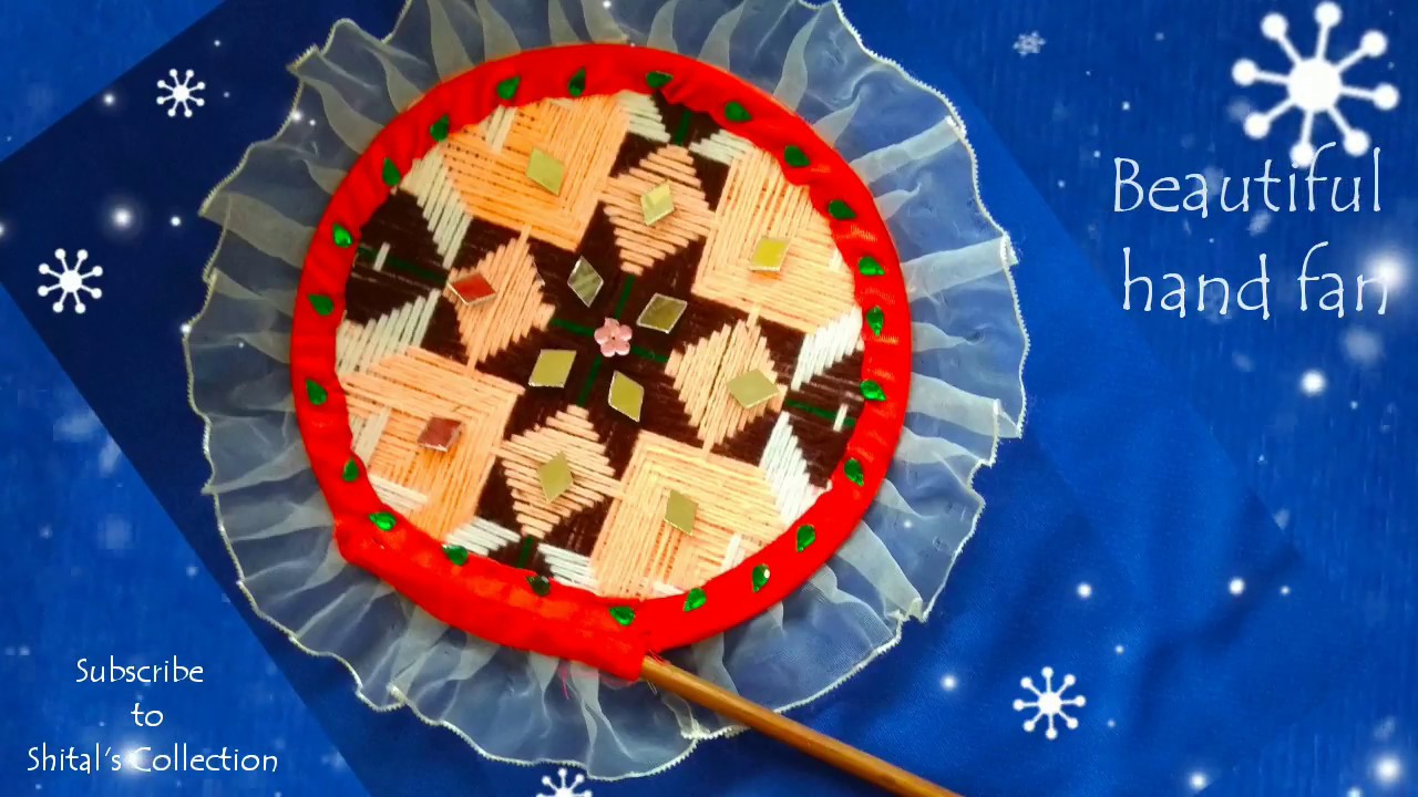 DIY how to make handfan/handfan with wool /  wool hand fan Design