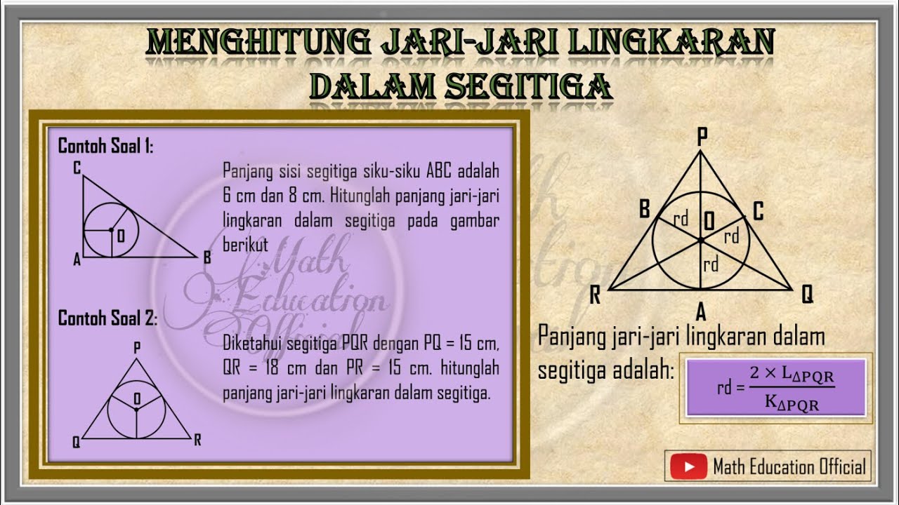 Menghitung Panjang Jari-jari Lingkaran Dalam Segitiga
