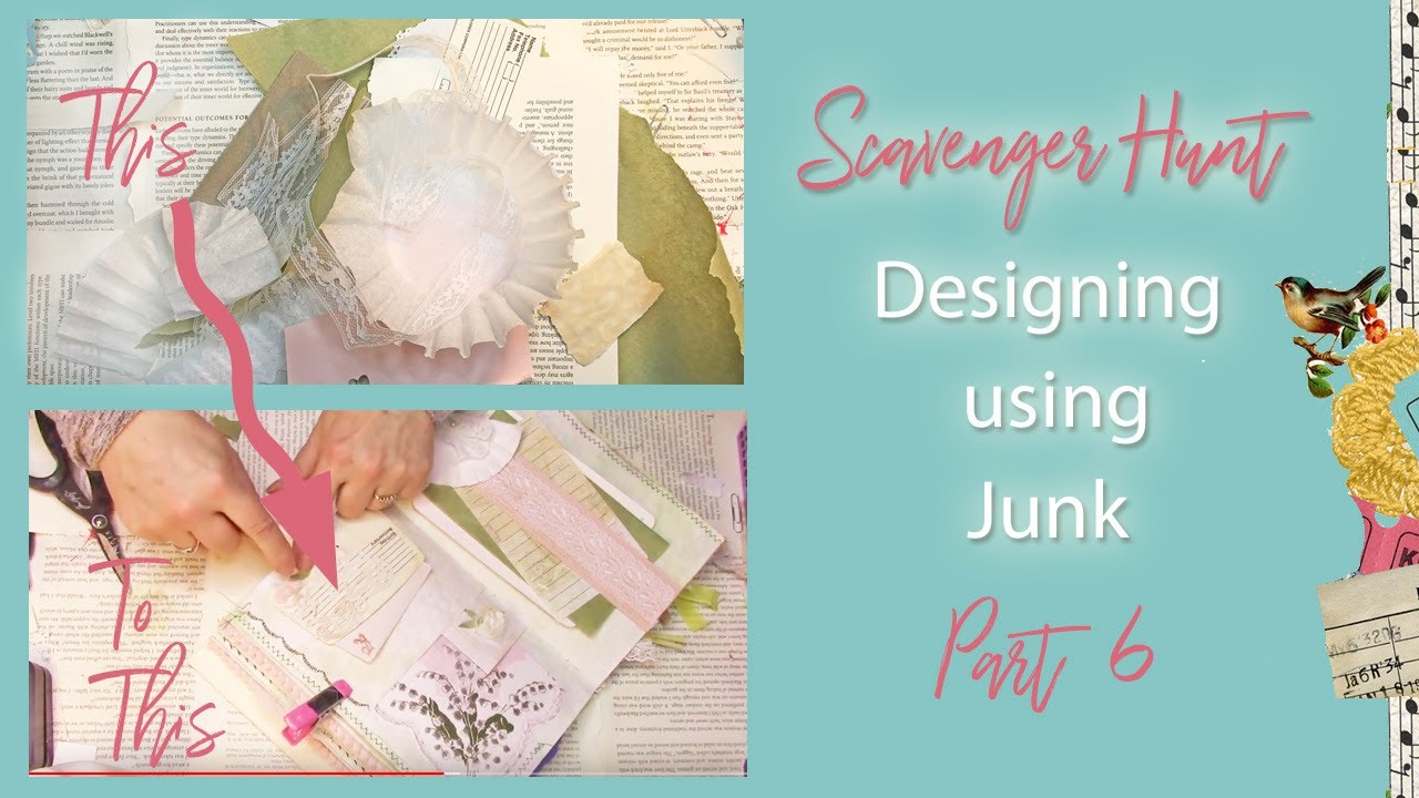 Scavenger Hunt Junk Journal Part 6 -  Coffee Filter, Rolodex  Card, Paint Chip, Scraps and More