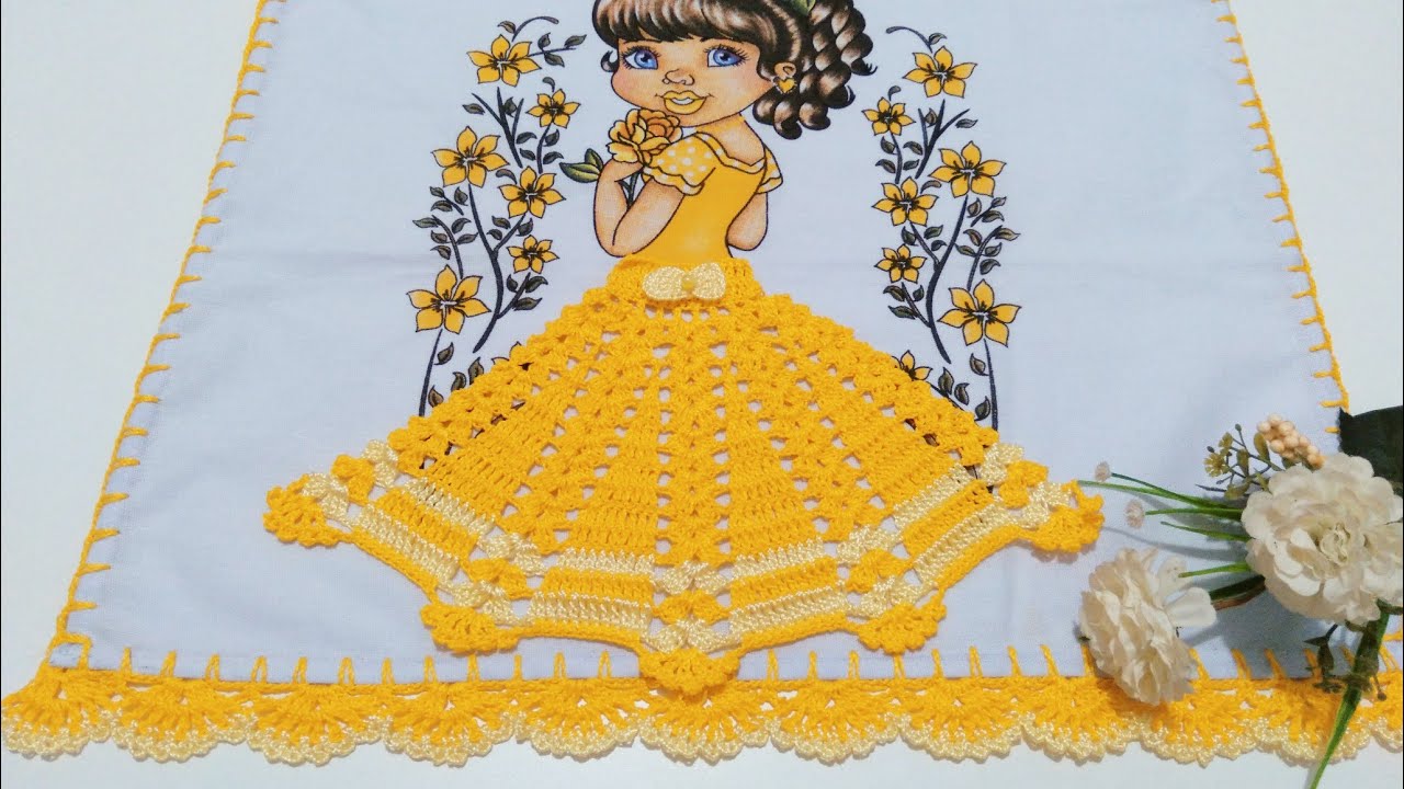 Saia de Crochê Para Boneca de Pano de Prato  (Laura) #cidaartscrochê