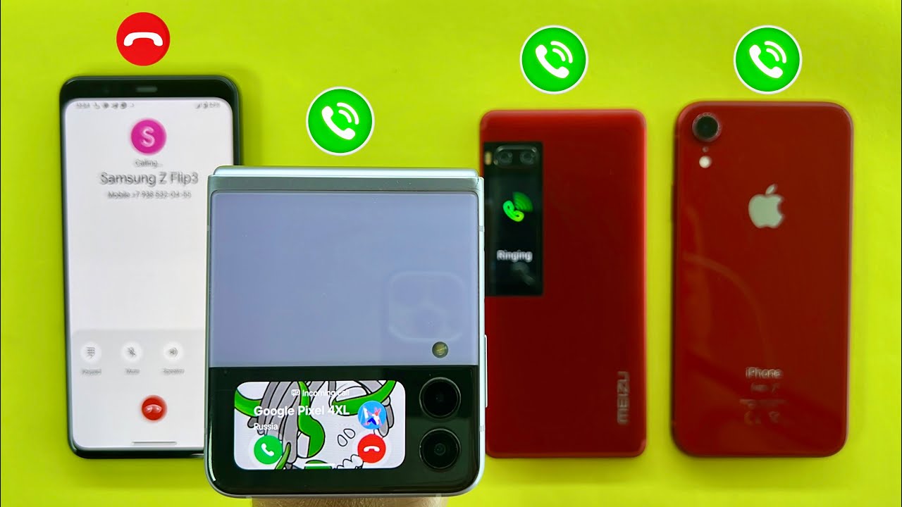 Google Pixel 4Xl Calling on iPhone Xr + Samsung Z Flip3 + MEIZU Pro7 | Incoming & Outgoing Calls 
