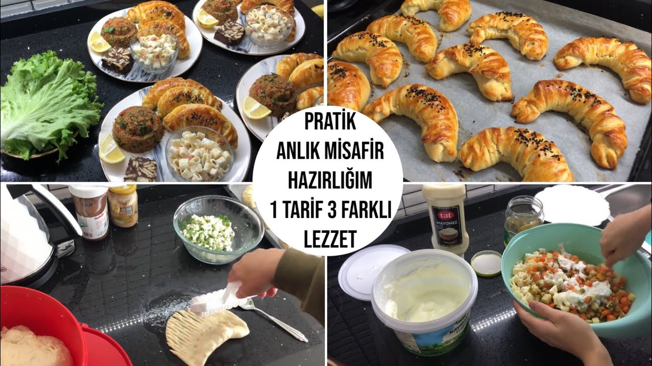 BAŞTAN SONA BEŞ ÇAYINA HAZIRLADIKLARIM | 1 TARİF 3 LEZZET | POĞACA, KISIR, MAKARNA SALATASI