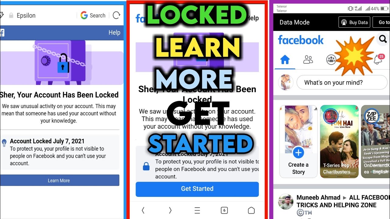 Facebook Account Lock Get Started Problem | Facebook Get Started Problem | Facebook Learn More Probl