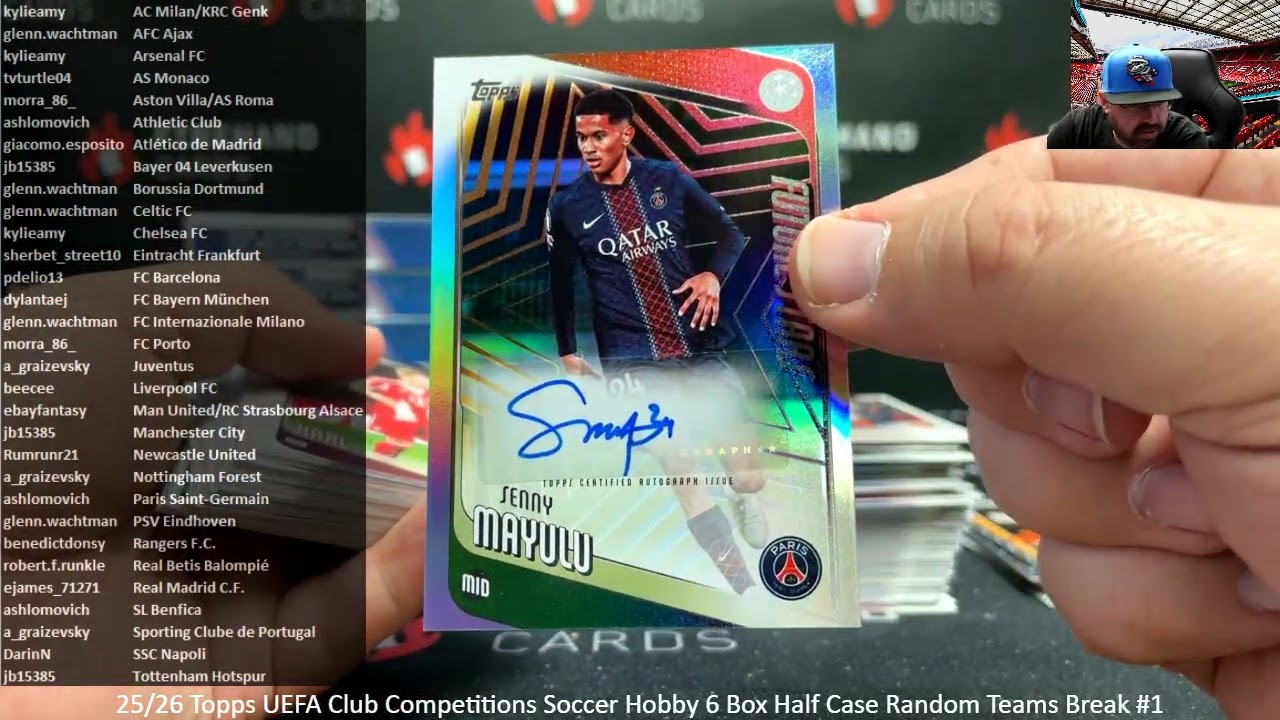 18.01.2026 25/26 Topps UEFA Club Competitions Soccer Hobby 6 Box Half Case Random Teams Break #1