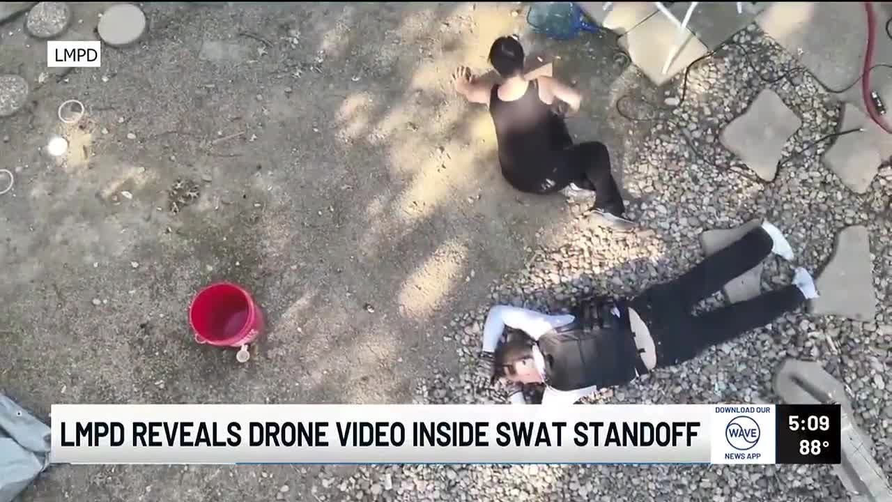 LMPD reveals drone video of SWAT standoff from inside Shively home