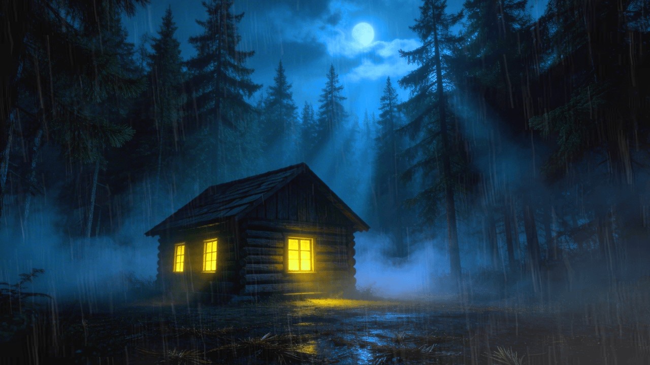 Deep Sleep Tonight with Night Rain 🌧️ Cozy Woodland Cabin Sounds