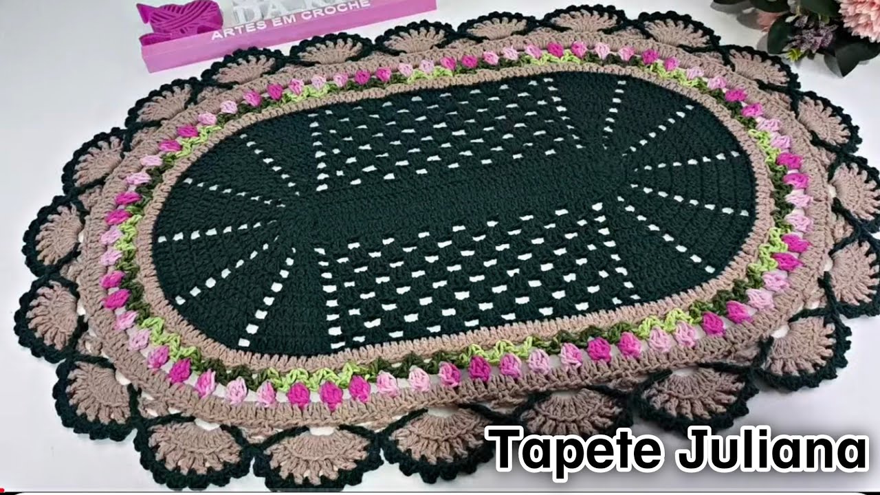 Tapete Oval com Tulipas JULIANA (Passo a Passo)