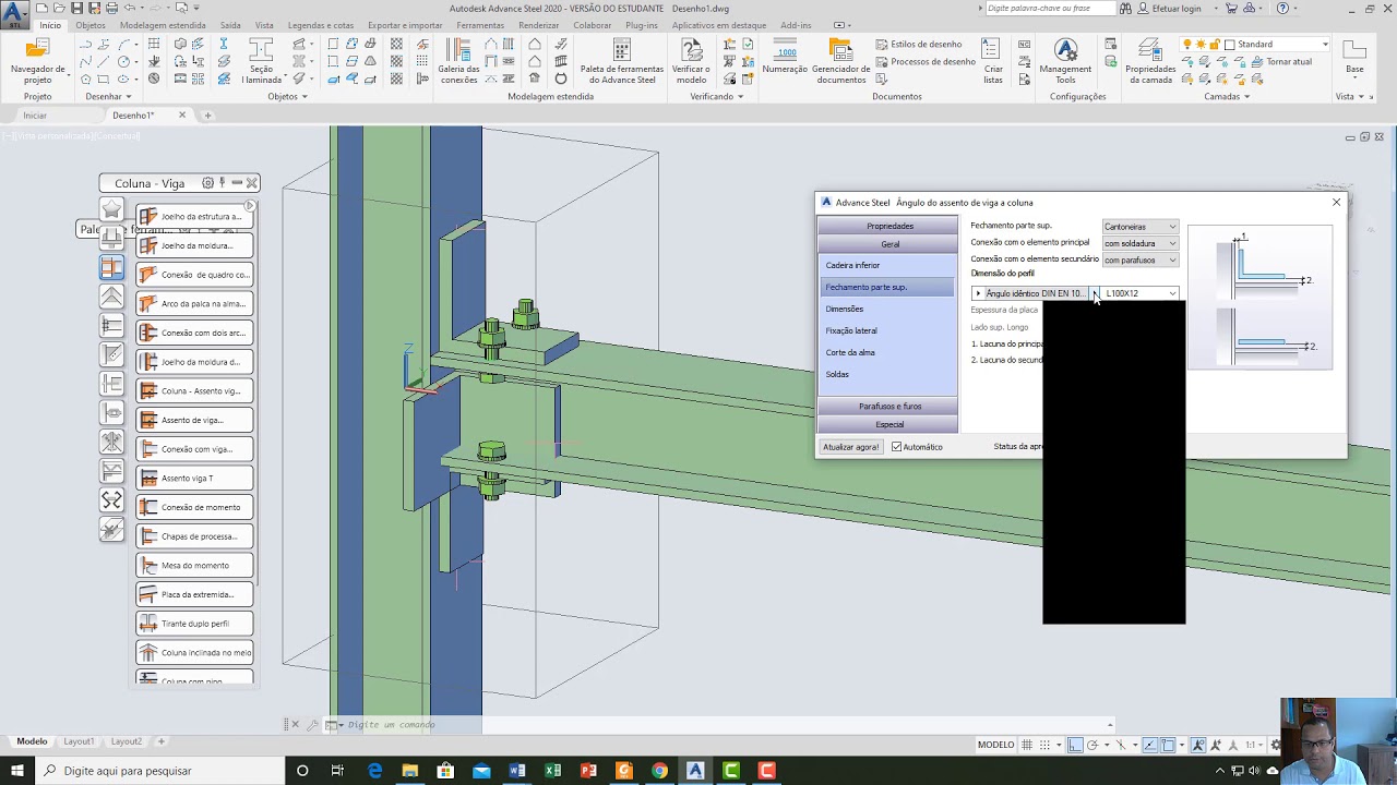 Autodesk Advance Steel - Coluna com Assento