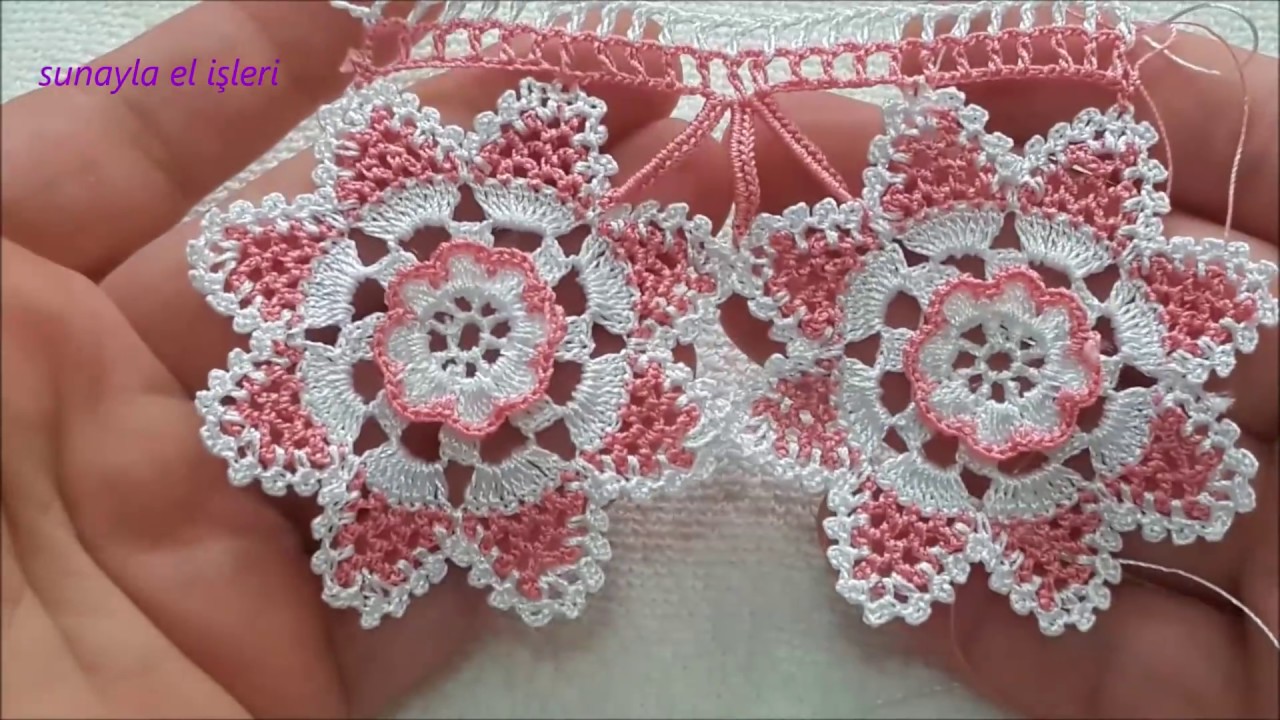 138 Tasarım tığ oyası farklı kolay havlu kenarı yapımı/crochet flower