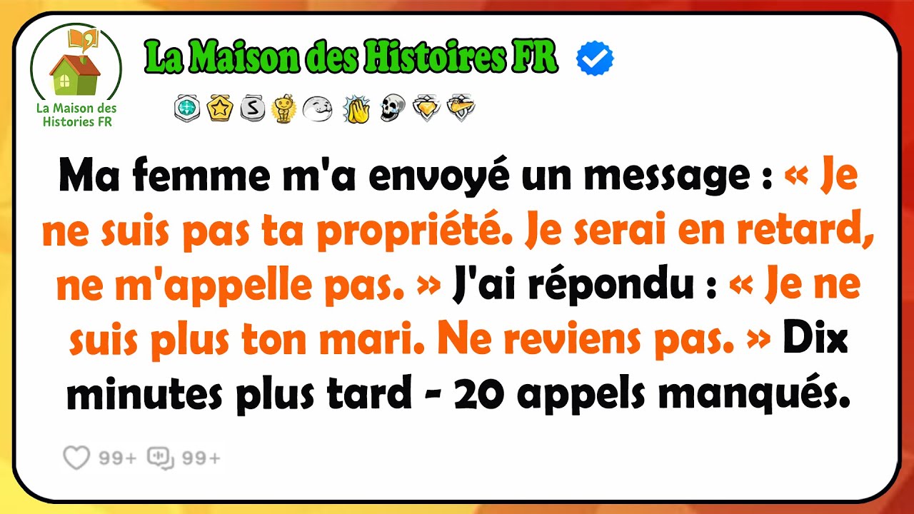 Ma Femme Texte « Ne M'appelle Pas ». Je Réponds « Ne Rentre Pas ». 10 Min Après, 20 Appels Manqués.