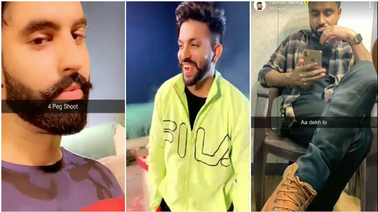 Parmish Verma snapchat with goldy,Dilpreet Dhillon,desi crew | 4 peg | Enjoying shooting