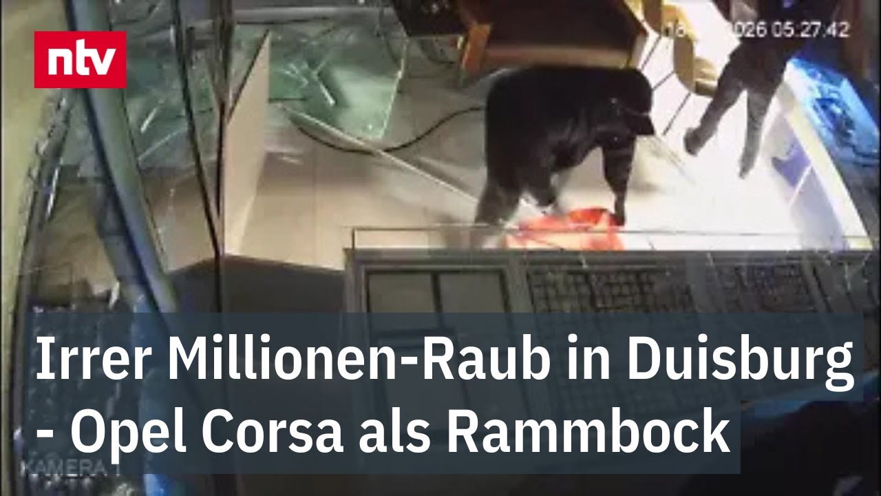 Irrer Millionen-Raub in Duisburg - &Uuml;berwachungskamera filmt Opel Corsa dient als Rammbock | ntv